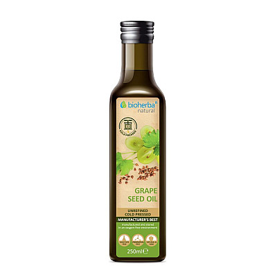 Bioherba šalto spaudimo vynuogių kauliukų aliejus, 250 ml Bioherba šalto spaudimo vynuogių kauliukų aliejus, 250 ml