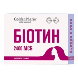 Golden Pharm Biotinas 2400 μg, 30 tablečių Golden Pharm Biotinas 2400 μg, 30 tablečių