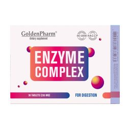 Golden Pharm enzymų kompleksas, fermentai virškinimui, 30 tablečių Golden Pharm enzymų kompleksas, fermentai virškinimui, 30 tablečių