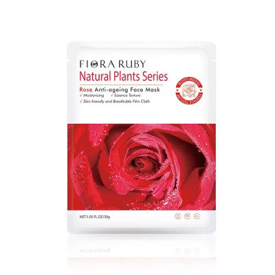 Flora Ruby Rožių priešraukšlinė drėkinamoji lakštinė veido kaukė 30 g, 5 vnt