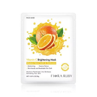 Flora Ruby Vitamino C skaistinanti drėkinamoji lakštinė veido kaukė 30 g, 5 vnt