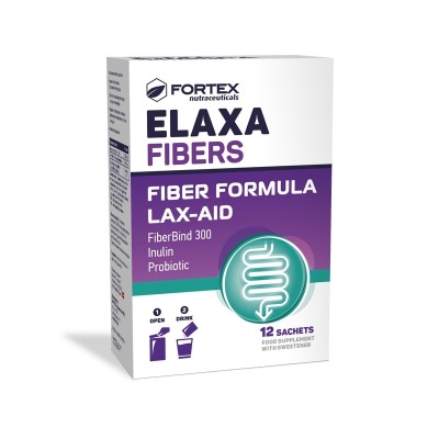 Fortex Elaxa fibers inulinas, skaidulos, probiotikai, 12 pakelių po 5 g