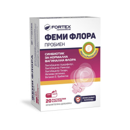 Fortex Femi flora synbiotikai su folio rūgštimi ir vit. D, moterims, 20 kapsulių Fortex Femi flora synbiotikai su folio rūgštimi ir vit. D, moterims, 20 kapsulių