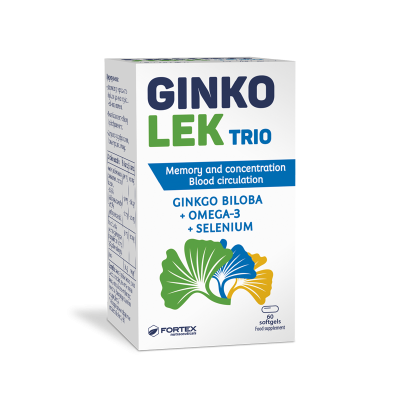 Fortex Ginkolek Trio smegenų funkcijai, atminčiai ir koncentracijai, 60 minkštųjų kapsulių Fortex Ginkolek Trio smegenų funkcijai, atminčiai ir koncentracijai, 60 minkštųjų kapsulių