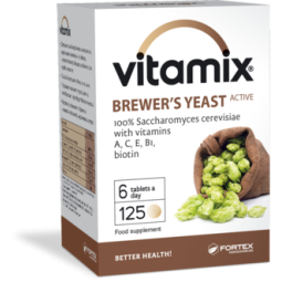 Vitamix Alaus mielės, vitaminai C, E, B1, A, biotinas, 125 tabletės Vitamix Alaus mielės, vitaminai C, E, B1, A, biotinas, 125 tabletės