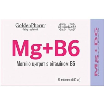Golden Pharm magnis + vitaminas B6, 50 tablečių