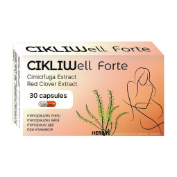 Herbin CikliWell menopauze raudonujų dobilų ekstraktas + cimicifuga Kekinė blakėžudė (juodžolė), 30 kapsulių Herbin CikliWell menopauze raudonujų dobilų ekstraktas + cimicifuga Kekinė blakėžudė (juodžolė), 30 kapsulių