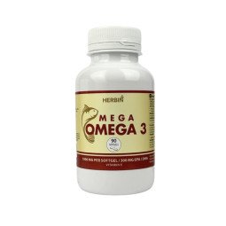 Herbin Mega Omega 3 žuvų taukai 1000 mg + vit. E, 90 kapsulių
