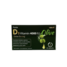 Herbin Vitaminas D3 4000 TV alyvuogių aliejuje, 60 kapsulių Herbin Vitaminas D3 4000 TV alyvuogių aliejuje, 60 kapsulių
