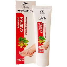 Ekolek kojų, venų kremas su dvigubo kaštono ekstraktu trokserutinu ir dihidrokvercitinu, 100 ml