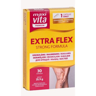 EXTRA FLEX – sąnarių, kremzlių ir kaulų kompleksas, 30 kapsulių EXTRA FLEX – sąnarių, kremzlių ir kaulų kompleksas, 30 kapsulių