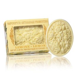 Fiorentino Itališkas rankų darbo muilas su gėlių rašto įspaudu Citrina, 125 g