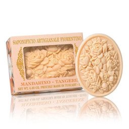 Fiorentino Itališkas rankų darbo muilas su gėlių rašto įspaudu Mandarinas, 125 g Fiorentino Itališkas rankų darbo muilas su gėlių rašto įspaudu Mandarinas, 125 g
