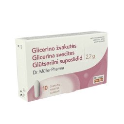 Dr. Muller Glicerino rektalinės žvakutės 2,2 g, 10 vnt Dr. Muller Glicerino rektalinės žvakutės 2,2 g, 10 vnt