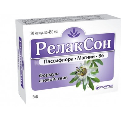 Fortex Relakson (Pasiflora+Mg+B6), 30 kapsulių