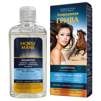Horse Mane stiprinamasis šampūnas su keratinu, lanolinu ir kolagenu, 350 ml