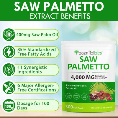 AcentialLabs Saw Palmetto (Gulsčioji serenoja), 300 kapsulių
