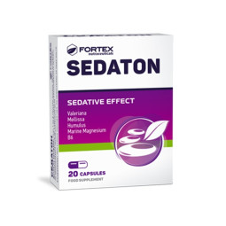 Fortex Sedaton melisa + valerijonas + apinys + Mg + B6, 20 kapsulių