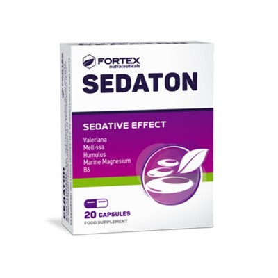 Fortex Sedaton melisa + valerijonas + apinys + Mg + B6, 20 kapsulių