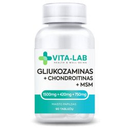 VITA-LAB gliukozaminas chondroitinas ir MSM, 90 tablečių VITA-LAB gliukozaminas chondroitinas ir MSM, 90 tablečių