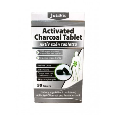 JutaVit aktyvintoji anglis 250 mg + pankolių ekstraktas, 50 tablečių
