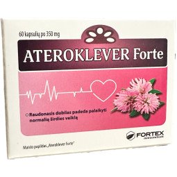 Ateroklever Forte (Dobilas, gudobelė, B3, C, rutinas) širdžiai, 60 kapsulių Ateroklever Forte (Dobilas, gudobelė, B3, C, rutinas) širdžiai, 60 kapsulių