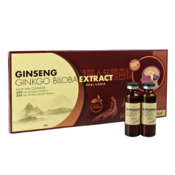 Ženšenis (Panax ginseng) + dviskiautis ginkmedis (ginkgo biloba), 10 buteliukų  Ženšenis (Panax ginseng) + dviskiautis ginkmedis (ginkgo biloba), 10 buteliukų
