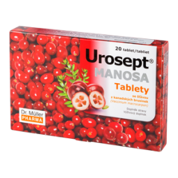 Dr. Muller urosept Manosa, su D-manoze, spanguolių ir meškauogių ekstraktais, 20 tablečių