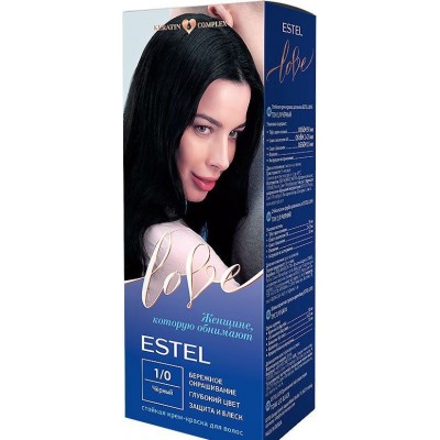 Estel LOVE 1/0 dažai plaukams, juoda, 115 ml