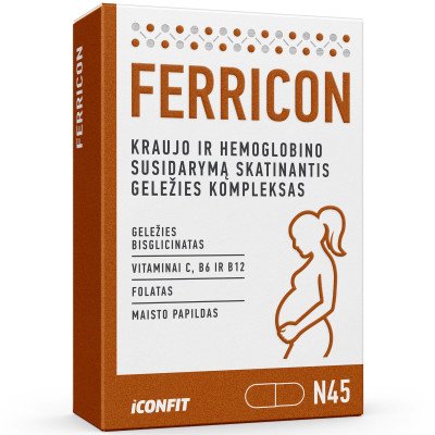 Ferricon geležies kompleksas nėščiosioms, 45 kapsulės