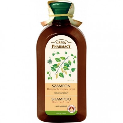Greeen pharmacy šampūnas nuo pleiskanų su beržo pumpurais ir cinku, 350 ml