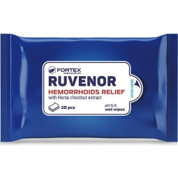 Ruvenor drėgnos servetėlės nuo hemorojaus, 20 vnt Ruvenor drėgnos servetėlės nuo hemorojaus, 20 vnt