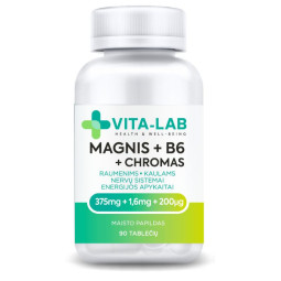 Vita-lab magnis + B6 + chromas, 90 tablečių Vita-lab magnis + B6 + chromas, 90 tablečių