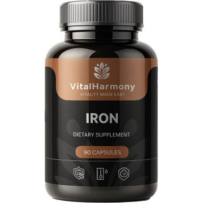 Vitalharmony geležis, 90 kapsulių Vitalharmony geležis, 90 kapsulių