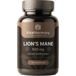 Vitalharmony lions mane su liūto karčių grybo ekstraktu, 90 kapsulių