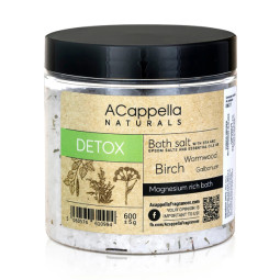 Acappella naturals „Detox“ detoksikuojanti vonios druska, 600 g Acappella naturals „Detox“ detoksikuojanti vonios druska, 600 g