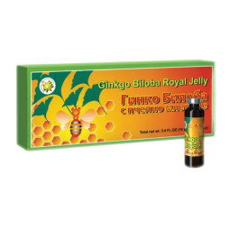 Ginkgo biloba su bičių pieneliu, 10 buteliukų Ginkgo biloba su bičių pieneliu, 10 buteliukų