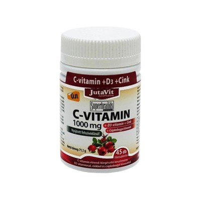 JutaVit vitaminas C 1000 mg + D3 + cinkas + erškėčių ekstraktas