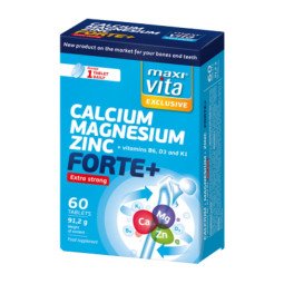 MaxiVita extra strong kalcis + magnis + cinkas, 60 tablečių MaxiVita extra strong kalcis + magnis + cinkas, 60 tablečių