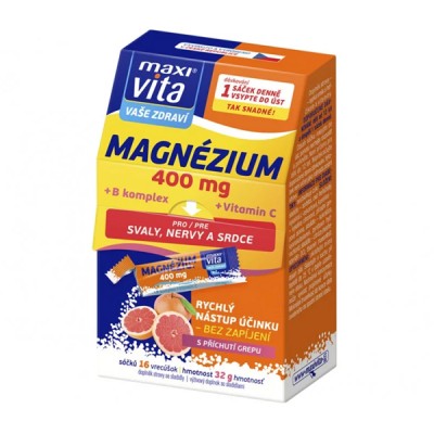 MaxiVita magnesium 400 mg + B complex + vitamin C, 16 pakelių