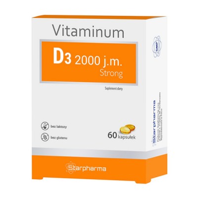 Starpharma vitaminum D3 2000 TV strong, 60 kapsulių