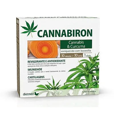 Cannabiron kanapės, bosvelija, imbieras, ciberžolė, 30 tablečių + 30 kapsulių
