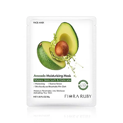 Flora Ruby Avokadų intensyviai drėkinanti lakštinė veido kaukė 30 g, 5 vnt