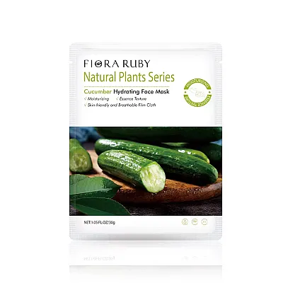 Flora Ruby Agurkų drėkinamoji ir raminamoji lakštinė veido kaukė, 5 vnt