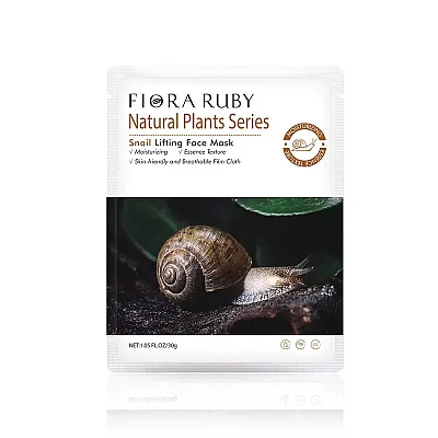 Flora Ruby Drėkinamoji liftingo lakštinė veido kaukė su sraigių sekretu 30 g, 5 vnt