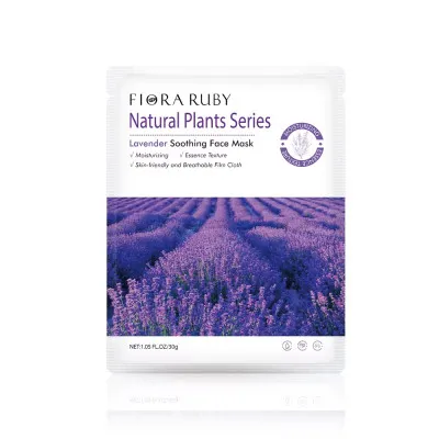 Flora Ruby Levandų raminamoji drėkinamoji lakštinė veido kaukė 30 g, 5 vnt