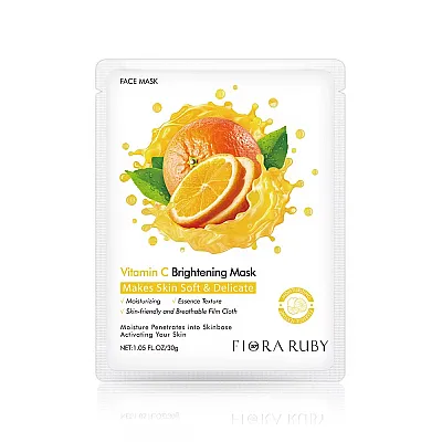 Flora Ruby Vitamino C skaistinanti drėkinamoji lakštinė veido kaukė 30 g, 5 vnt