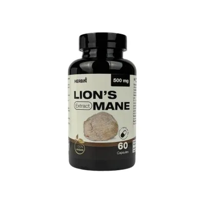 Herbin Lions Mane Liūto karčių grybo ekstraktas 500 mg, 60 kapsulių