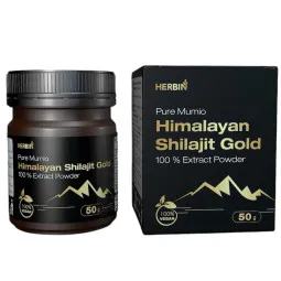Herbin išgrynintas Himalajų Mumijo ( Shilajit ) Gold  100 % ekstrakto miltelių, 50 g