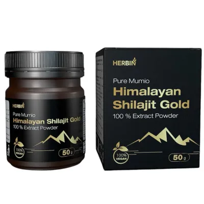 Herbin išgrynintas Himalajų Mumijo ( Shilajit ) Gold  100 % ekstrakto miltelių, 50 g
